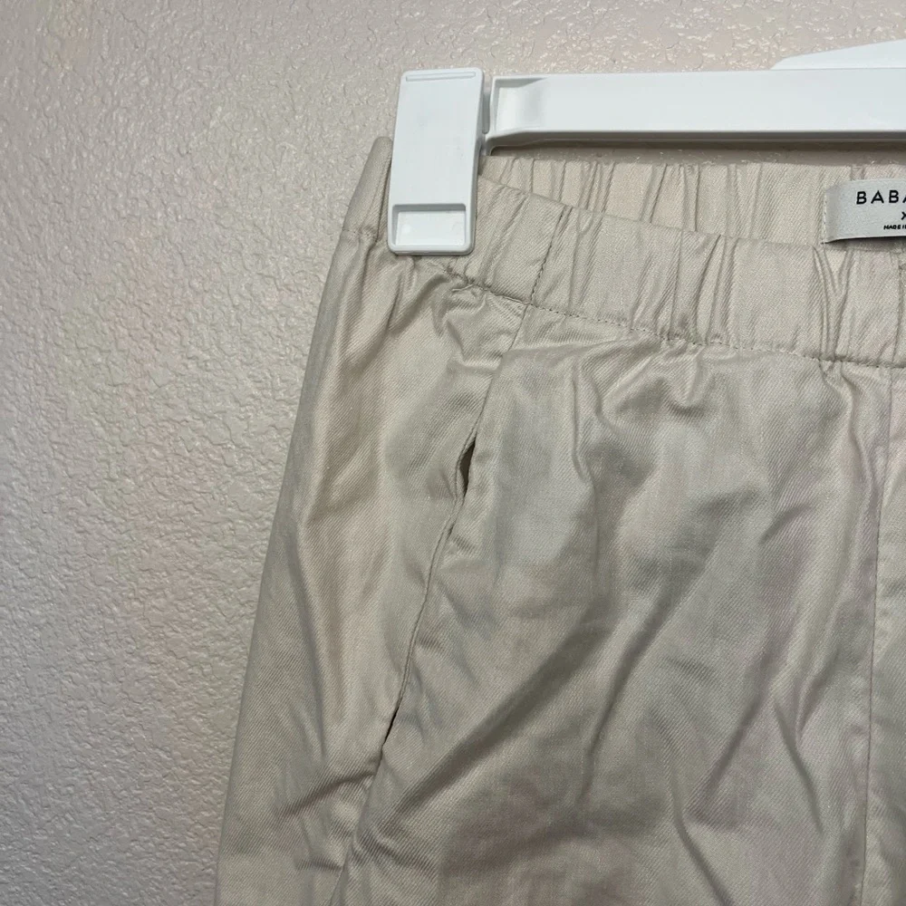 Aritzia Babaton Dexter Pants Linen Blend Light Beige Cream Pull On Joggers XS